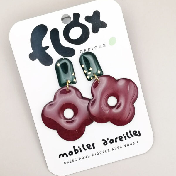 Floxdesigns - Boucles d'oreilles - Clover - Bordeau