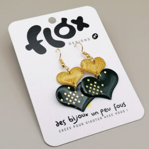 Floxdesigns - Boucles d'oreilles - Cœur de Noël - Sapin scintillant
