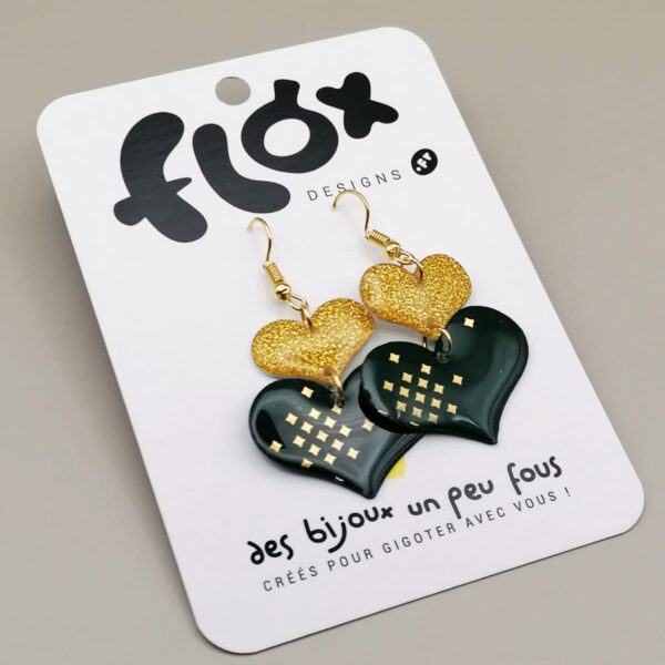 Floxdesigns - Boucles d'oreilles - Cœur de Noël - Sapin scintillant