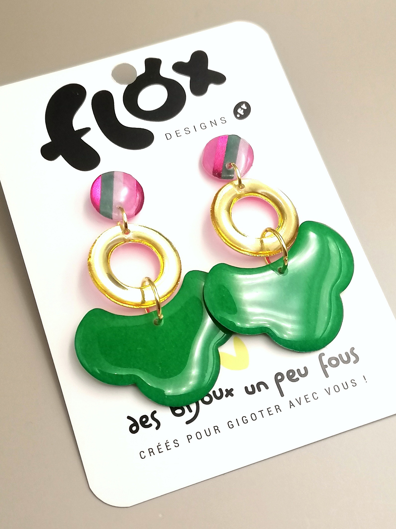 Floxdesigns - Boucles d'oreilles - Les Lutineries - Cloud Chartreuse