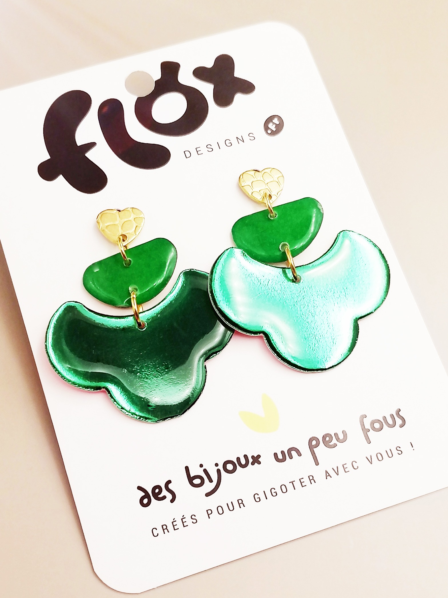 Floxdesigns - Boucles d'oreilles - Les Lutineries - Cloud Green Chaud