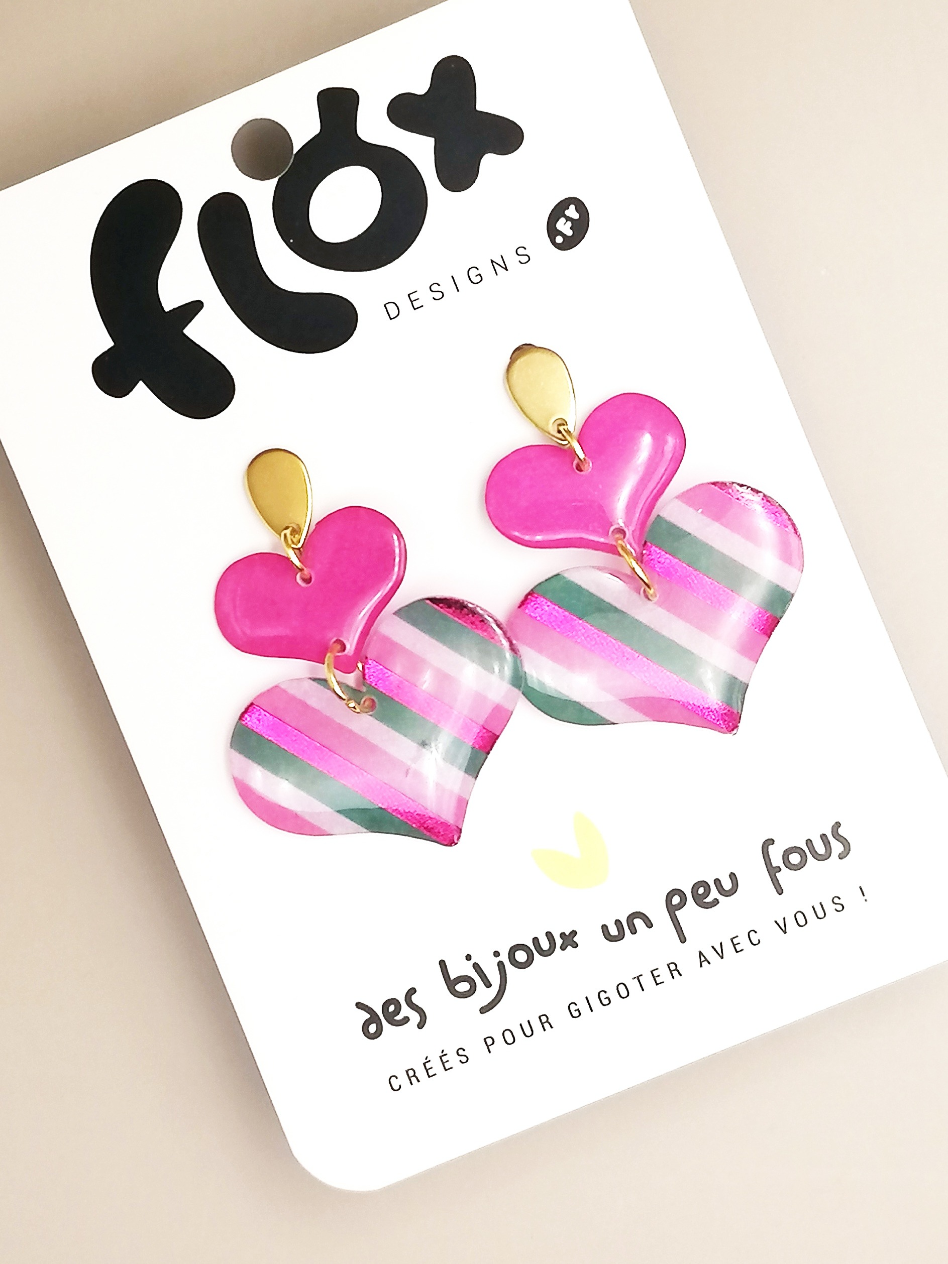 Floxdesigns - Boucles d'oreilles - Les Lutineries - Coeurs Berlingot