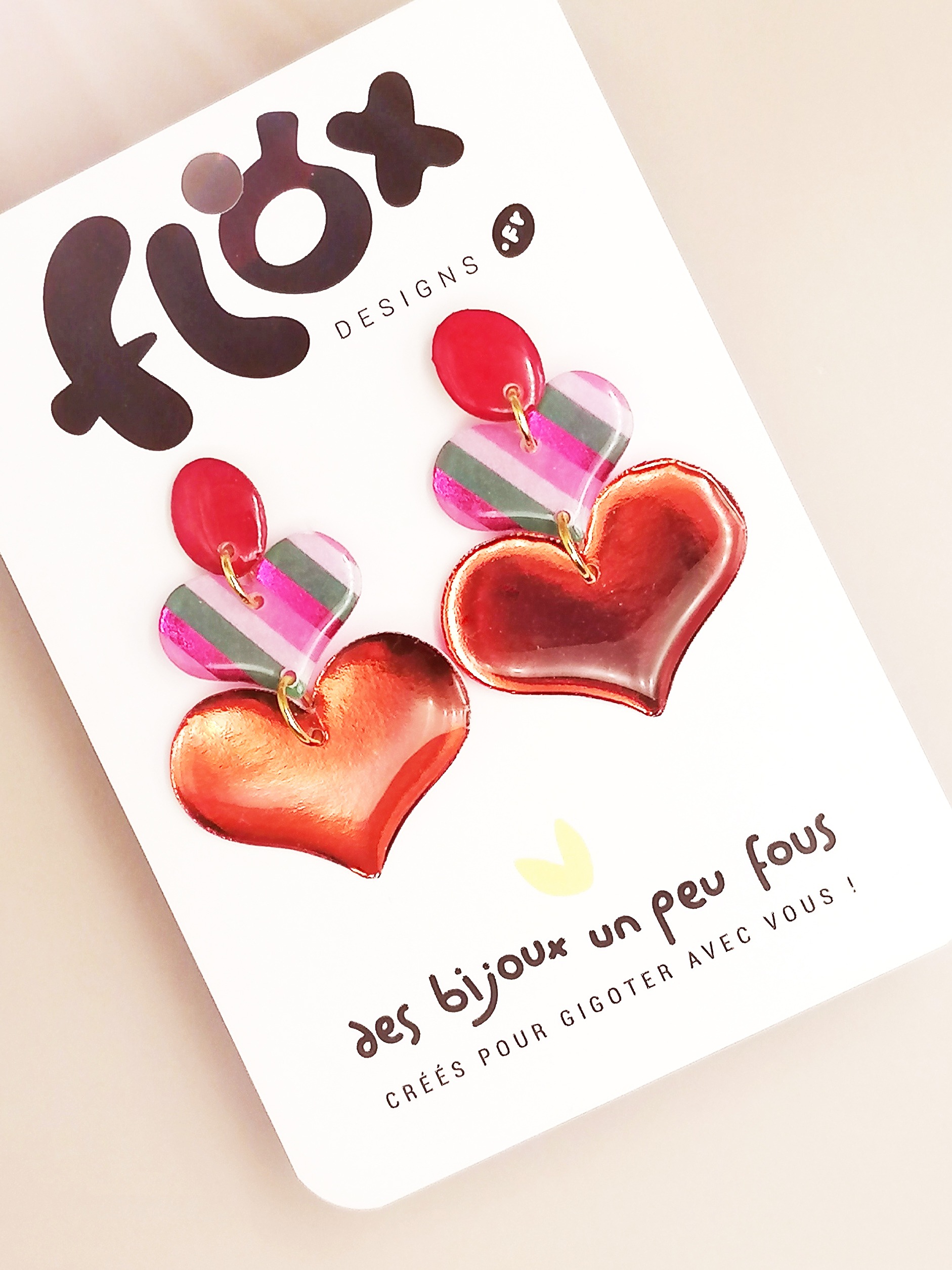 Floxdesigns - Boucles d'oreilles - Les Lutineries - Coeurs Lipstick