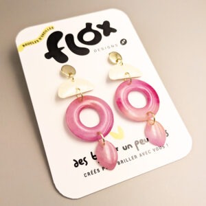 Floxdesigns - Boucles d'oreilles Chantilly - Vanille-Fraise