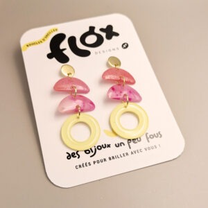 Floxdesigns - Boucles d'oreilles Donut Vanille - Vanille-Fraise