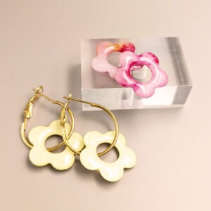 Floxdesigns - Boucles d'oreilles Fleurettes - Vanille-Fraise