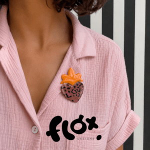 Floxdesigns - Broche Ex-voto Rebelle - Léopard et orange
