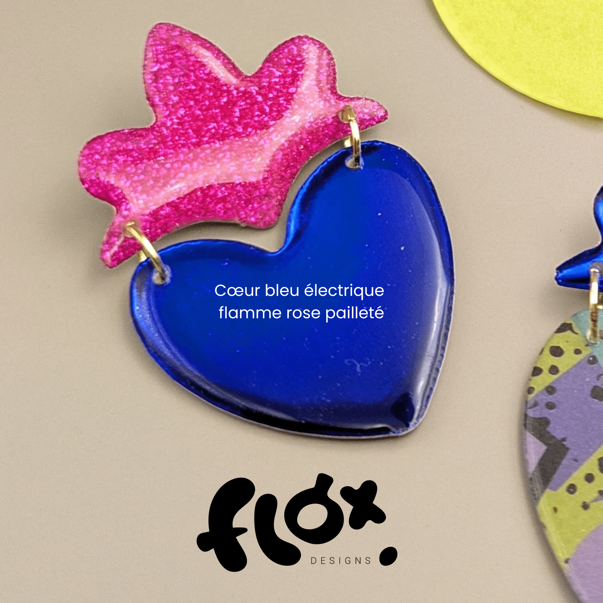 Floxdesigns - Broche Ex-voto Funky - Bleu et rose