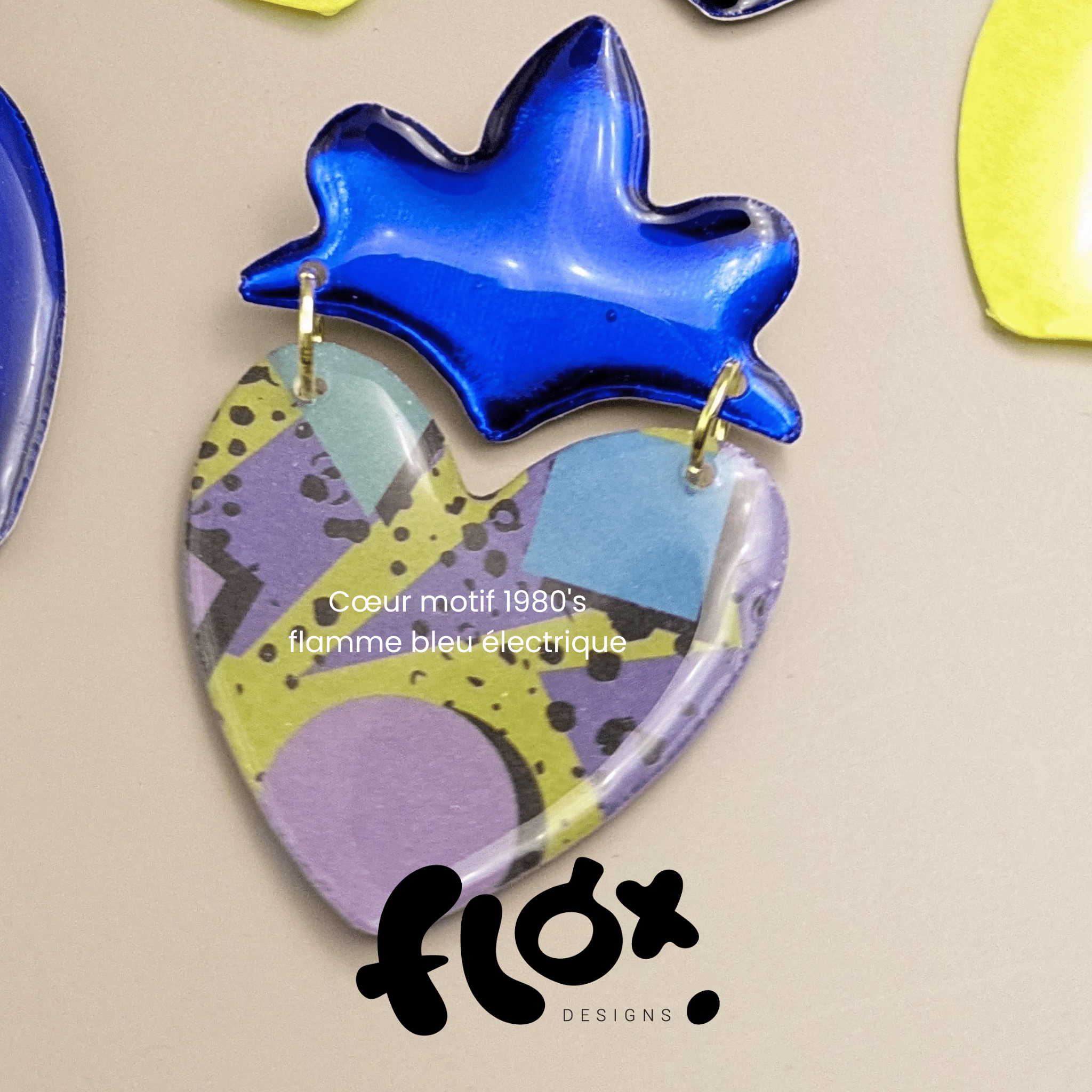 Floxdesigns - Broche Ex-voto Funky - Motif 80's et bleu