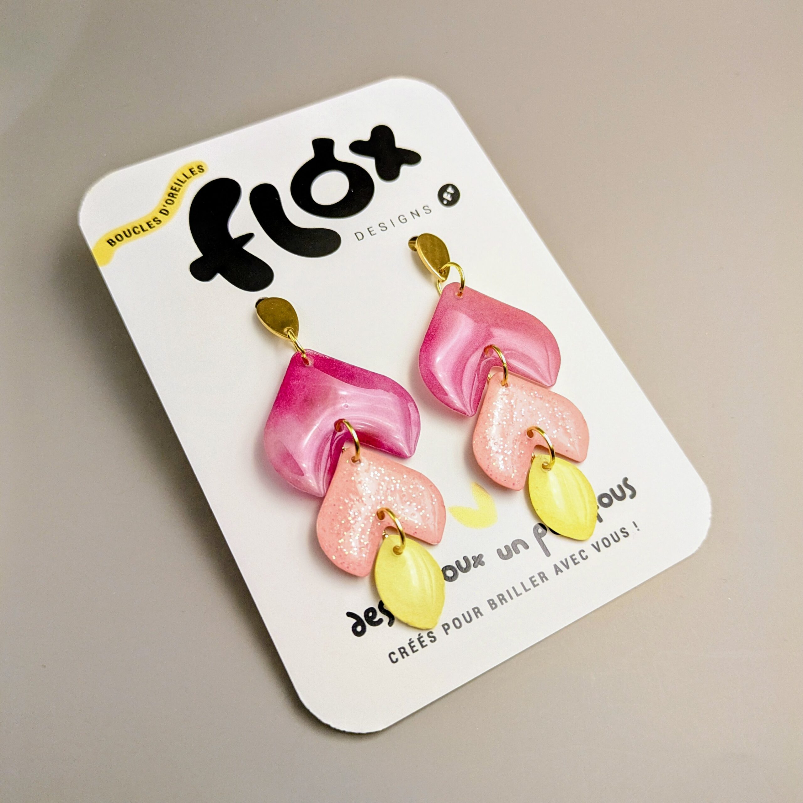 Floxdesigns - Boucles d'oreilles Cornetto - Vanille-Fraise