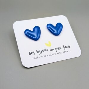 Floxdesigns - Boucles d'oreilles Mini-coeurs Bleu