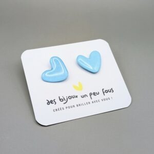 Floxdesigns - Boucles d'oreilles Mini-coeurs Bleu ciel