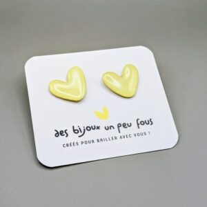 Floxdesigns - Boucles d'oreilles Mini-coeurs Jaune pastel