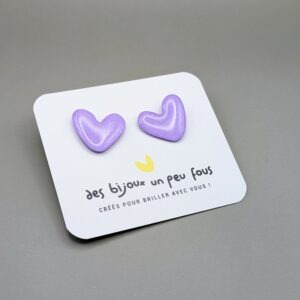 Floxdesigns - Boucles d'oreilles Mini-coeurs Mauve