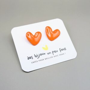 Floxdesigns - Boucles d'oreilles Mini-coeurs Orange