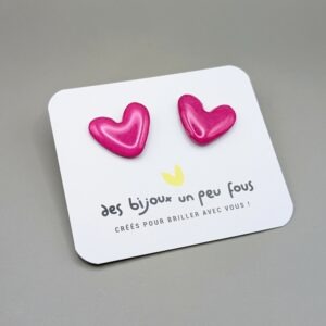 Floxdesigns - Boucles d'oreilles Mini-coeurs Rose