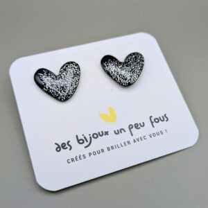 Mini-cœurs multico - Noir pailleté
