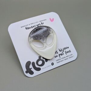 Floxdesigns - Broche Alien - Ivoire pailleté noir