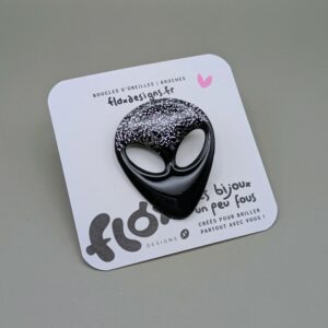 Floxdesigns - Broche Alien - Noir pailleté argenté